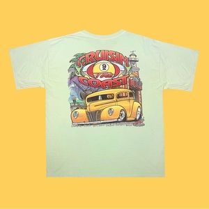 Vintage early 00’s crusin the coast cartoon hot rod tshirt 🏝🚗